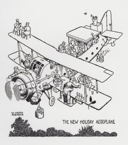 新しい休日用の飛行機（リトグラフ 作： William Heath Robinson
