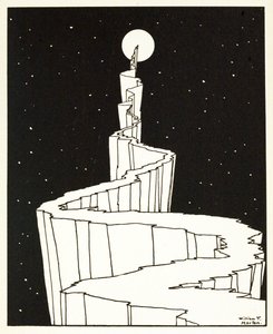 月への道』（『イメージの書』より）。1898年、彫刻 作： William Heath Robinson