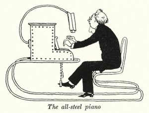 オールステンレスのピアノ（リトグラフ 作： William Heath Robinson