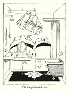 バンガローのベッドルーム（リトグラフ 作： William Heath Robinson