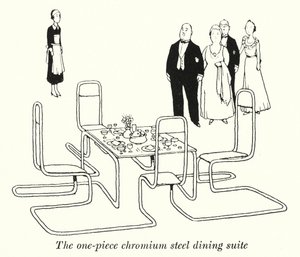 クロム鋼製の一体型ダイニングスイート（リトグラフ 作： William Heath Robinson