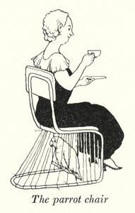 オウムの椅子（リトグラフ 作： William Heath Robinson