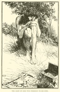 金の光景は彼の目に有毒でした 作： William Heath Robinson