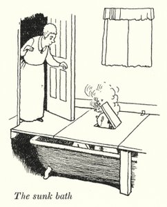 沈んだ風呂（リトグラフ 作： William Heath Robinson