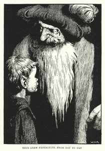 パンタグリュエルはこうして日々成長していった（リトグラフ 作： William Heath Robinson