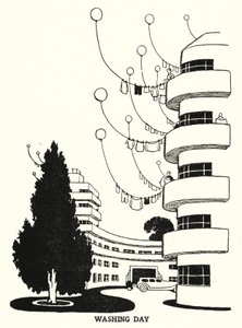 ウォッシング・デイ（リトグラフ 作： William Heath Robinson