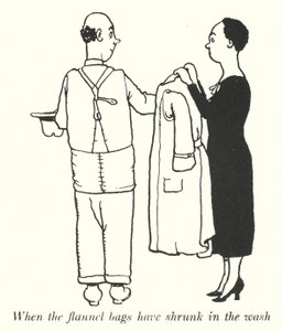 フランネルバッグが洗濯で縮むと（リトグラフ 作： William Heath Robinson