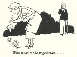 ベジタリアンを誘う人（リトグラフ 作： William Heath Robinson