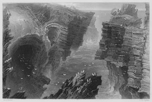 キルキーの近くにあるパフィングホール(彫刻) 作： William Henry (after) Bartlett