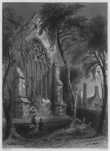 ウォルター・ローリー卿の住居であるユーガル・アビー（銅版画 作： William Henry (after) Bartlett