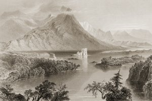 1860年代のジョージ・バーチュー著「アイルランドの風景と古代」から、アイルランド、ゴールウェイ州、コネマラ、バリーナヒンチ 作： William Henry Bartlett