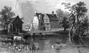 1832年、チャールズモットラムによって彫刻されたエセックス、マルドンの近くのビーリー修道院 作： William Henry Bartlett