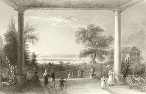 城とボーデン湖、シャトーヴォルフスベルク 作： William Henry Bartlett
