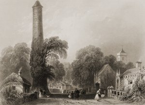 1860年代のジョージ・バーチューによる「アイルランドの風景と古代」からのアイルランド、ダブリン州クロンダルキン 作： William Henry Bartlett