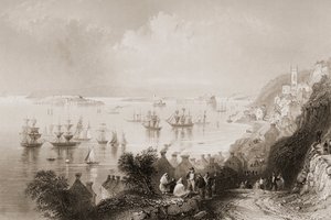 コーブハーバー、コーク、アイルランド、ジョージヴァーチュー作「アイルランドの風景と古代」1860年代 作： William Henry Bartlett