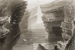 1860年代のジョージ・バーチューによる「アイルランドの風景と古代」から、アイルランド、クレア州マルベイの入り江 作： William Henry Bartlett