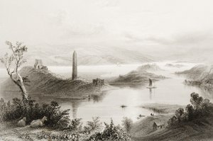 1860年代のジョージ・バーチューによる「アイルランドの風景と古代」からのアイルランド、ファーマナ州のデベニッシュ島 作： William Henry Bartlett