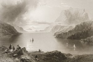 ジョージヴァーチュー作「アイルランドの風景と古代」（1860年代）のゴールウェイ州、コネマラ、コネマラのイーグルマウンテン 作： William Henry Bartlett
