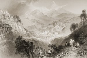 ウィックロー州のエニスケリー、ジョージヴァーチュー作「アイルランドの風景と古代」1860年代 作： William Henry Bartlett