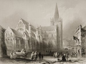 1860年代のジョージ・バーチューによる「アイルランドの風景と古代」からのダブリンの聖パトリック大聖堂の外観 作： William Henry Bartlett