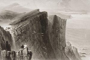 ジョージ・バーチュー作「アイルランドの風景と古代」（1860年代）の北アイルランド、アントリム州フェアヘッド 作： William Henry Bartlett