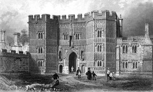 セントオシスの修道院のゲートウェイ、エセックス、ヘンリーアドランドによって彫刻、1833年、832年 作： William Henry Bartlett