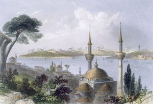 スクタリから見たコンスタンティノープルの全景、1850 年頃。 作： William Henry Bartlett