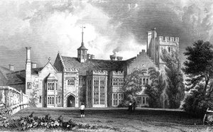 1831年にジョンカーアーミテージによって彫刻されたエセックスのタックステッド近くのホレハムホール 作： William Henry Bartlett