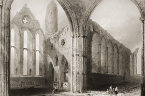 1860年代のジョージ・バーチューによる「アイルランドの風景と古代」からのホア修道院、アイルランドのティペラリー州、カシェルの岩の内部 作： William Henry Bartlett
