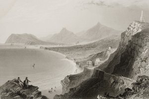 1860年代のジョージ・バーチューによる「アイルランドの風景と古代」からのアイルランド、ダブリン州キリニー湾 作： William Henry Bartlett