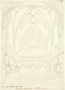 ブリストル大聖堂のレディ・チャペルから東を望む（鉛筆・水彩・紙 作： William Henry Bartlett
