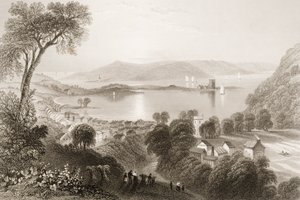 ジョージ・バーチュー作「アイルランドの風景と古代」1860年代、北アイルランド、アントリム州ラーン 作： William Henry Bartlett