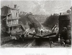ロックポート、エリー運河 作： William Henry Bartlett