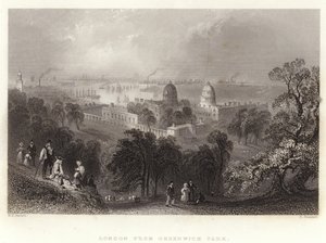 グリニッジ公園からロンドン 作： William Henry Bartlett
