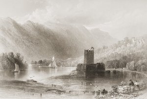 ジョージヴァーチュー作「アイルランドの風景と古代」（1860年代）より、北アイルランドのダウン郡、ナローウォーターキャッスル 作： William Henry Bartlett