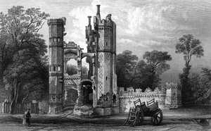 ジョンロジャースによって彫刻されたエセックスのハーロウ近くのネザーホールの遺跡、1832年頃（彫刻）