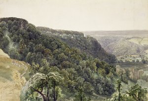 西からのリーヴォー修道院（水彩と紙に鉛筆） 作： William Henry Bartlett