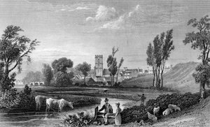 1832年、ウィリアムトムブルソンによって彫刻された、エセックスのウィザム、チッピングヒルにあるローマの駅 作： William Henry Bartlett