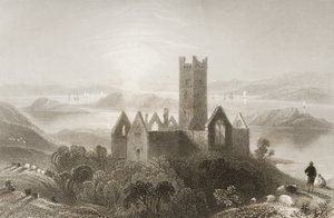 1860年代のジョージ・バーチュー著「アイルランドの風景と古美術」より、アイルランドのメイヨー州ローゼルク修道院 作： William Henry Bartlett