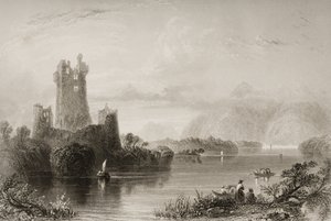 ロスキャッスル、キラーニー、ケリー州、ジョージヴァーチュー作「アイルランドの風景と古代」1860年代 作： William Henry Bartlett