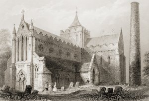 1860年代のジョージ・バーチューによる「アイルランドの風景と古代」からの聖カニス大聖堂、キルケニー、アイルランド、キルケニー 作： William Henry Bartlett