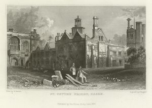 セントオシスの修道院、エセックス 作： William Henry Bartlett