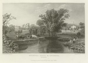 Stisted Hall and Church、エセックス 作： William Henry Bartlett