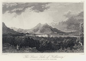 KillarneyのLower Lake、Mucruss Demesneを見渡す（エングレーヴィング 作： William Henry Bartlett