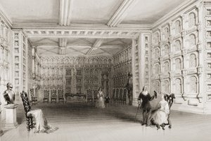 1860年代のジョージ・バーチューによる「アイルランドの風景と古代」からのアイルランドのダブリン郡マラハイド城のオークルーム 作： William Henry Bartlett