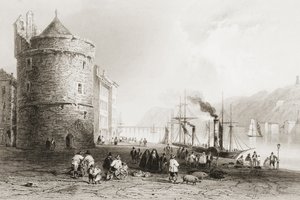 アイルランド、ウォーターフォードの岸壁、ジョージヴァーチュー作「アイルランドの風景と古代」1860年代 作： William Henry Bartlett