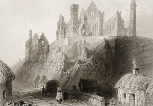 1860年代のジョージ・バーチューによる「アイルランドの風景と古代」からのアイルランド、ティペラリー州のカシェルの岩