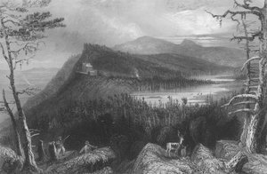 2つの湖とキャッツキルのマウンテンハウス、1838 作： William Henry Bartlett