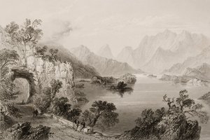 1860年代のジョージ・バーチューによる「アイルランドの風景と古代」からのアイルランド、キラーニー州キラーニーのアッパーレイク