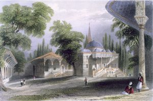 セライ・ブルヌーの第三宮廷、1850年頃（カラー・アクアチント 作： William Henry Bartlett